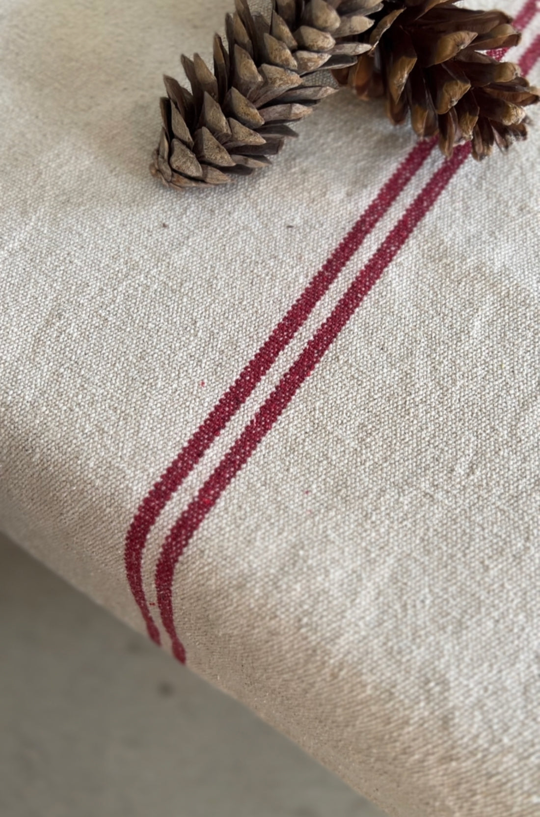 'No Waste' Rustic Red Stripe Grainsack Tablerunner