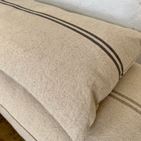 Large Rustic Grey Stripe Grainsack Bench Cushion