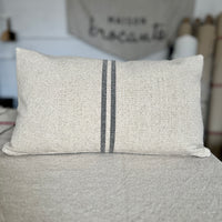 Rustic Grey Stripe Grainsack Oblong Cushion