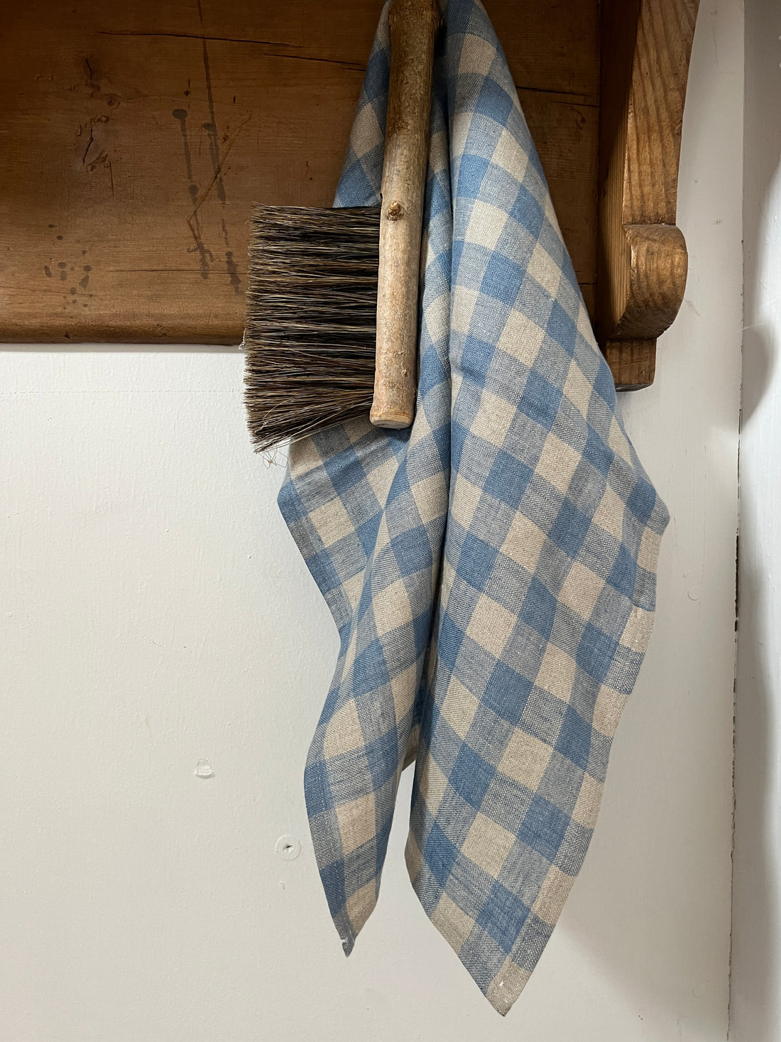 Soft Blue Checked Linen Napkin Set