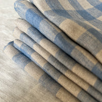 Soft Blue Checked Linen Napkin Set