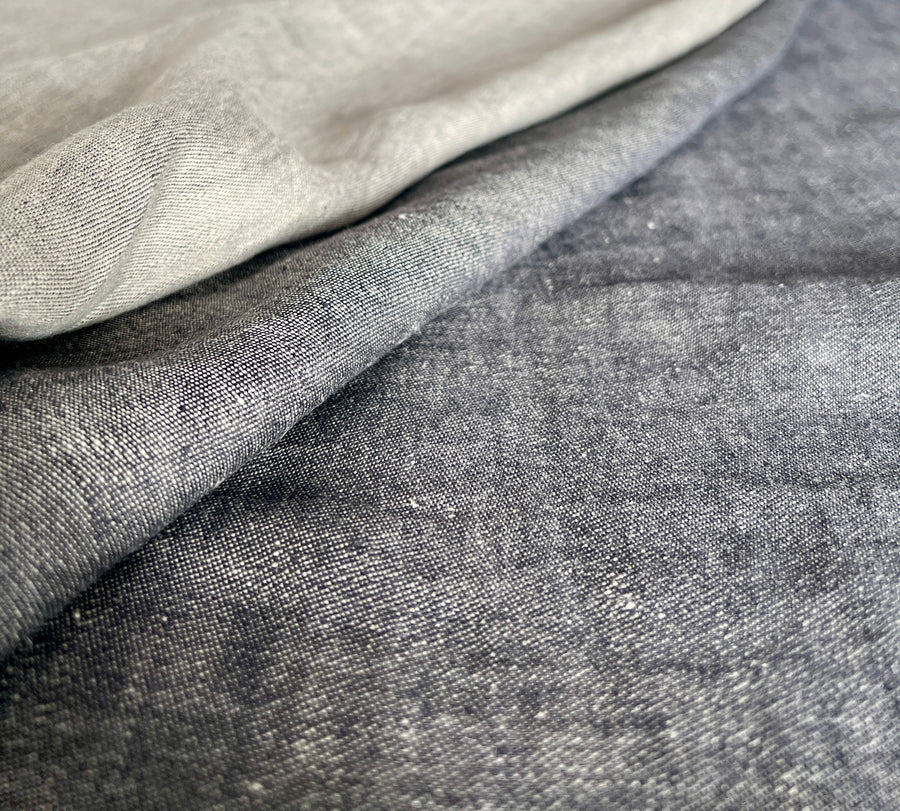 Double Width Italien Woven Linen & Hemp - 'Washed Black'