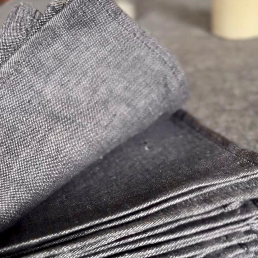 Italien Soft Woven Linen Hemp Napkins - Washed Black