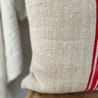 Vintage Red Stripe Grainsack Cushion