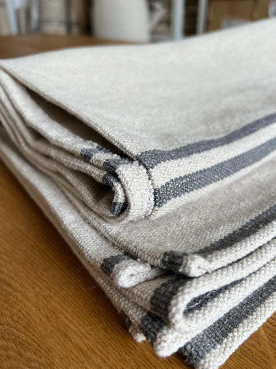 Rustic Grey Stripe Grainsack Tablecloth