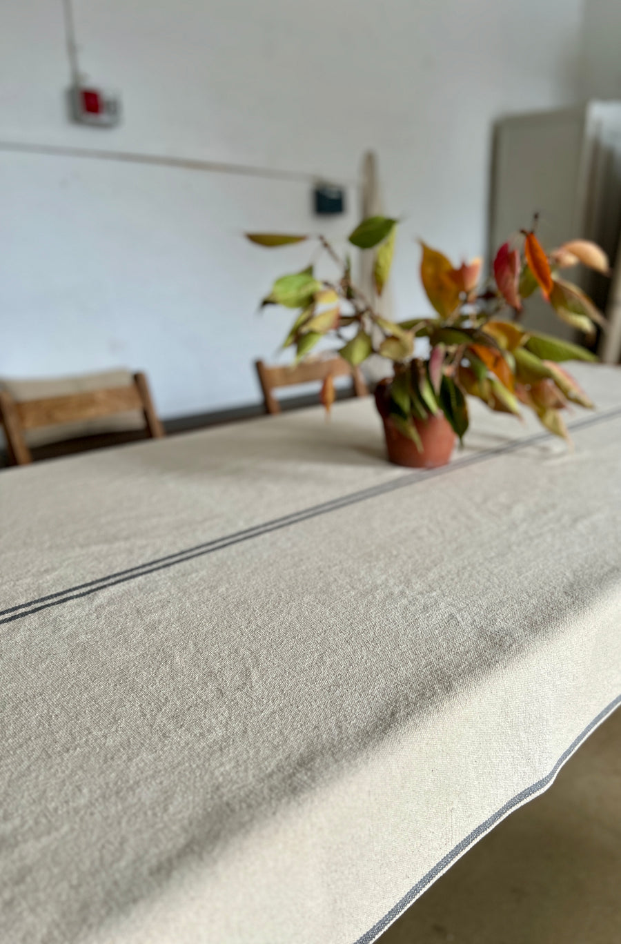 Rustic Grey Stripe Grainsack Tablecloth