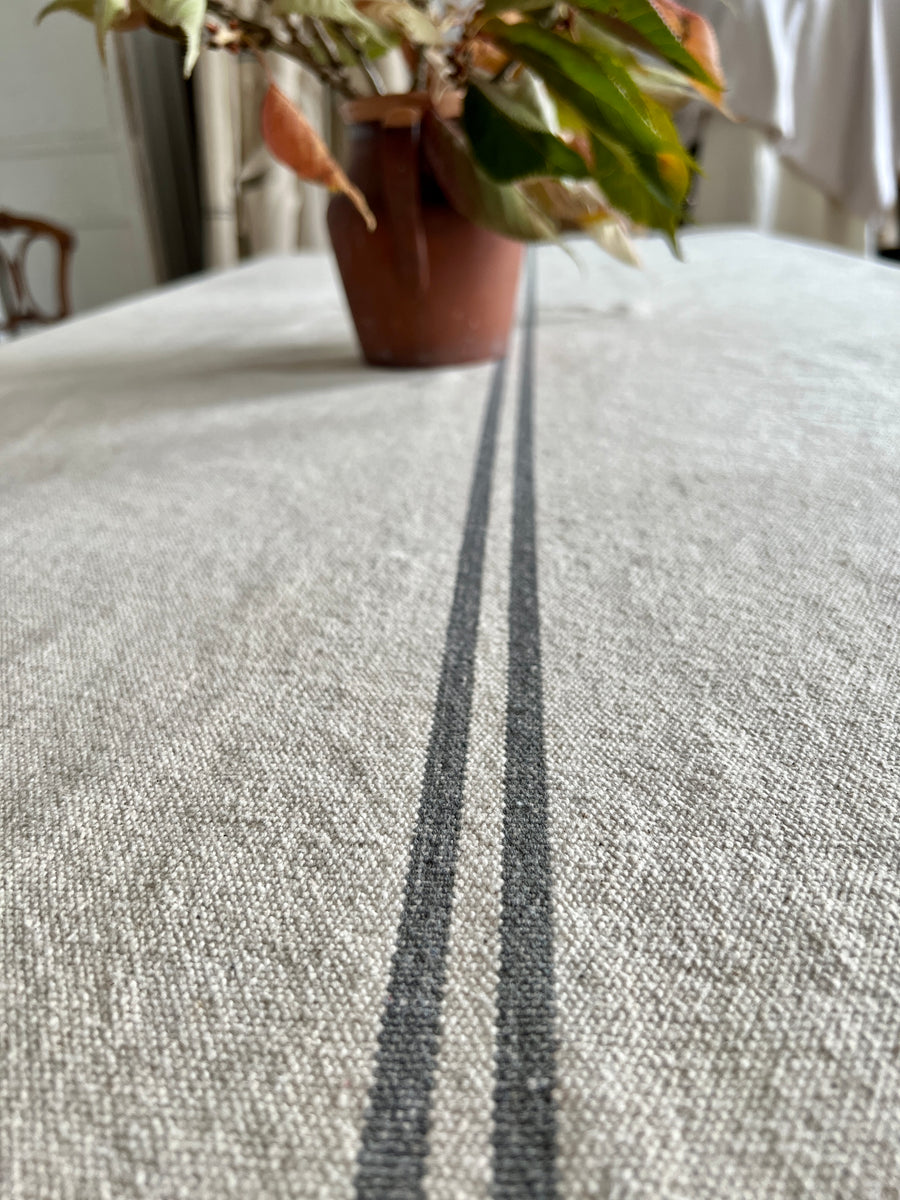 Rustic Grey Stripe Grainsack Tablecloth