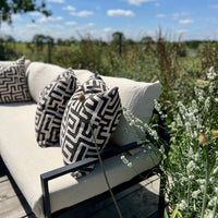 Textured Black & Natural Geometric Cushion Cover