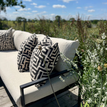 Textured Black & Natural Geometric Cushion