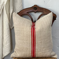 Vintage Red Stripe Grainsack Cushion