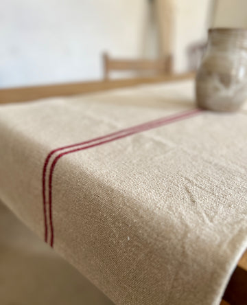 'No Waste' Rustic Red Stripe Grainsack Tablerunner