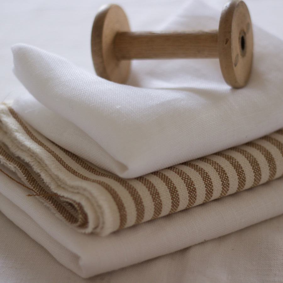 'The Café Curtain Edit' - Linen & Ticking Stripe Fabric Pack