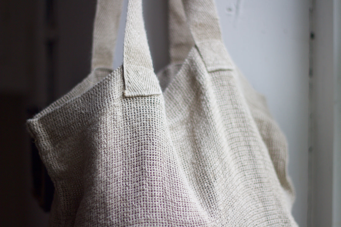 French Slubby Textured Linen Market Bag