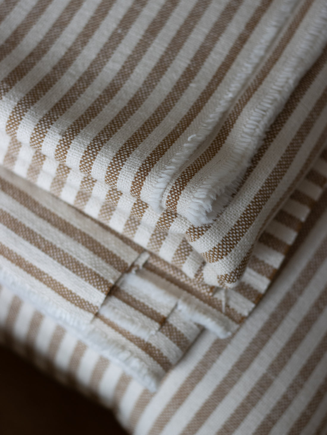 NEW 'Mariola' Recycled Cotton Stripe Bench Cushion - Caramel