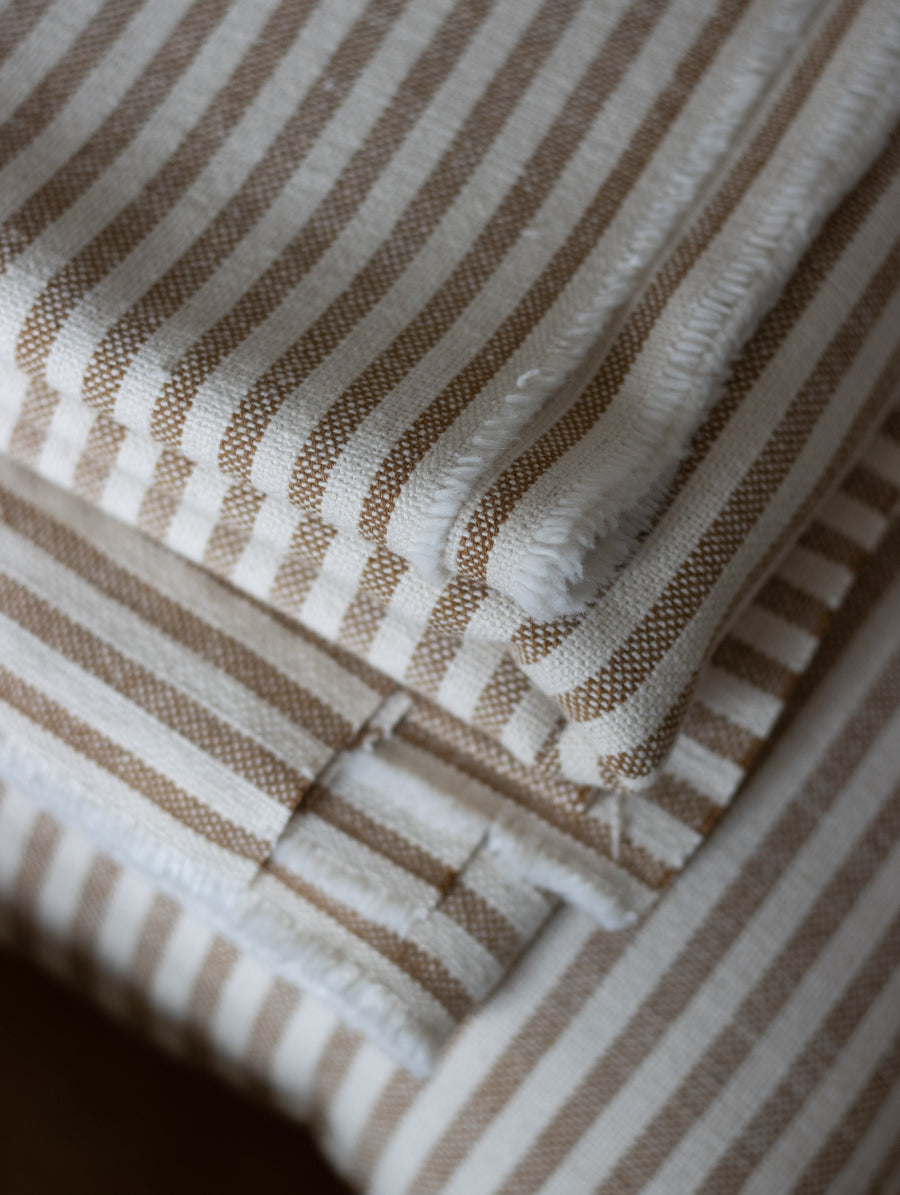 NEW 'Mariola' Recycled Cotton Stripe Bench Cushion - Caramel