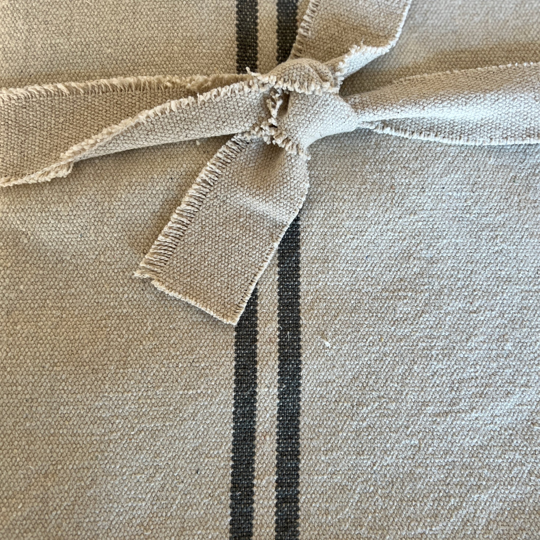 'No Waste' Rustic French Grey Stripe Grainsack Tablecloth