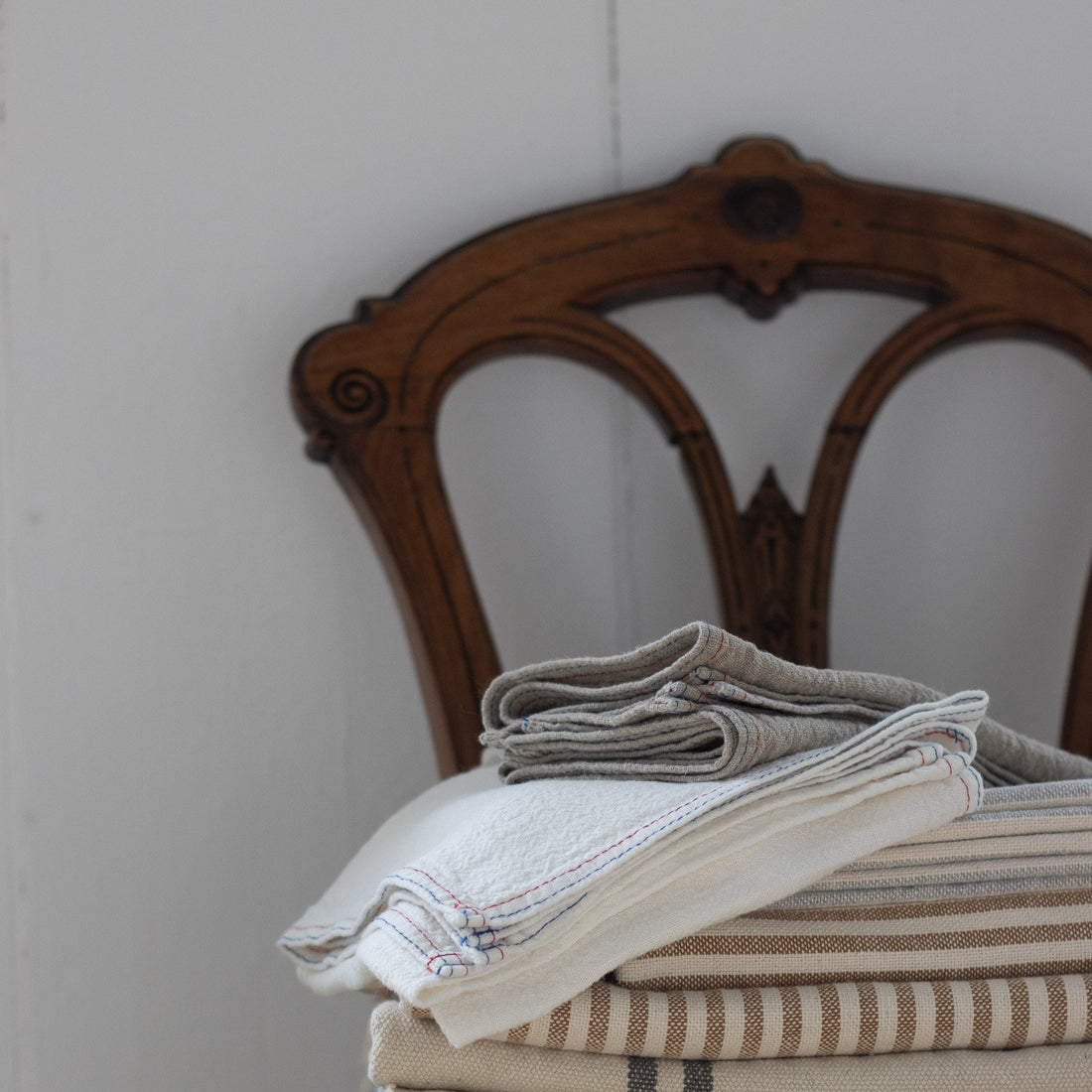 Stonewashed French Stitched Linen Napkin - Milk White