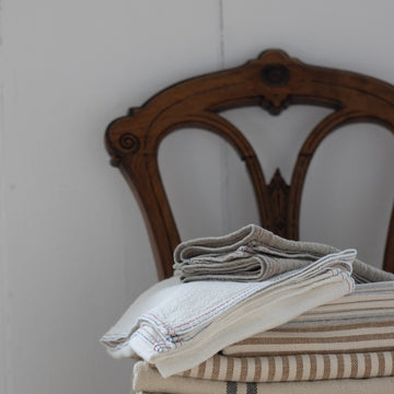 Stonewashed French Stitched Linen Napkin - Milk White