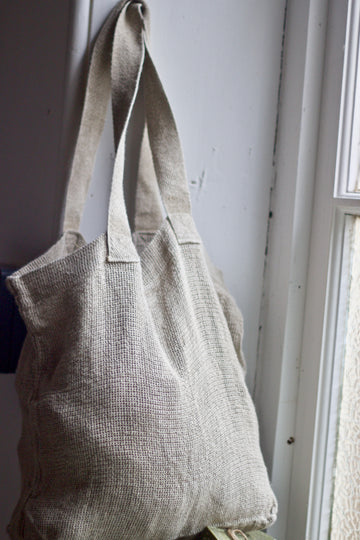 French Slubby Textured Linen Market Bag