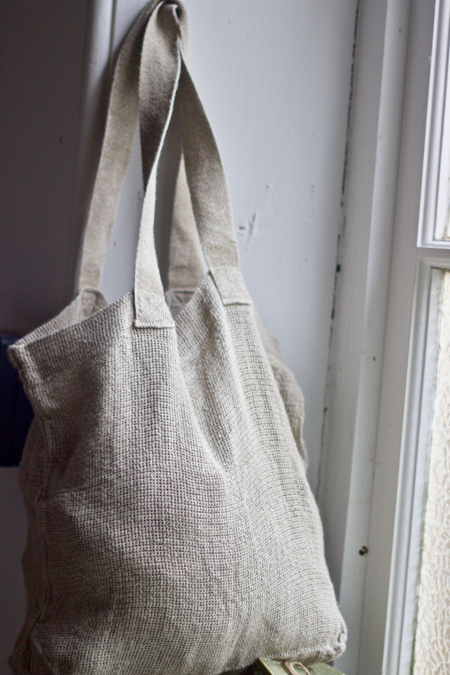 French Slubby Textured Linen Market Bag