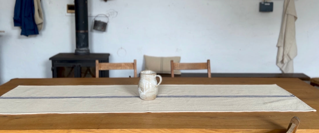 Rustic Blue Stripe Grainsack Tablerunner