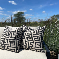 Textured Black & Natural Geometric Cushion Cover