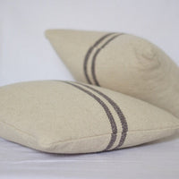 Rustic Grey Stripe Grainsack Cushion Cover
