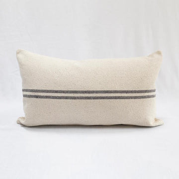 Rustic Grey Stripe Grainsack Oblong Cushion