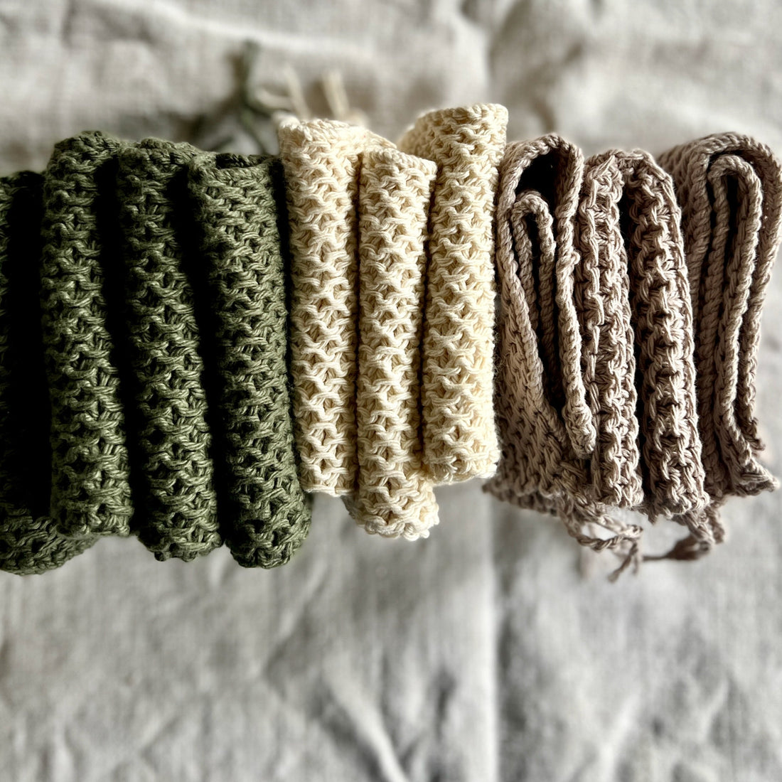 Recycled Cotton Knitted Dishcloth - Natural