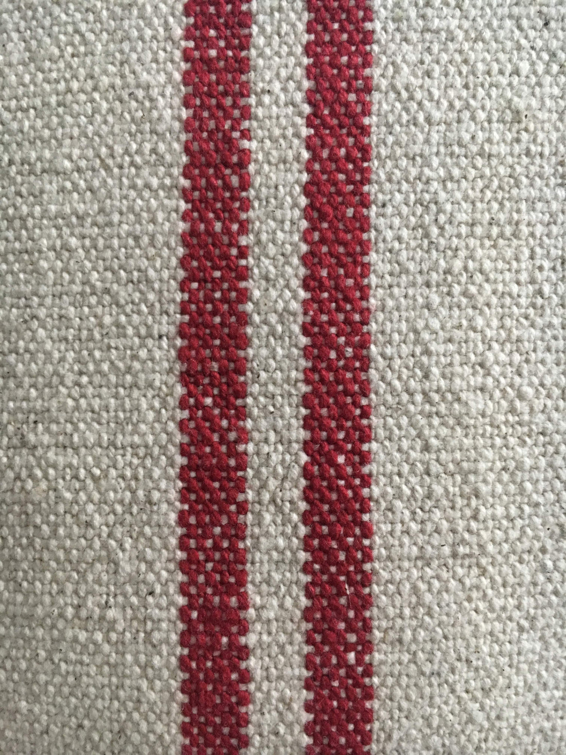Rustic Red Stripe Grainsack Oblong Cushion