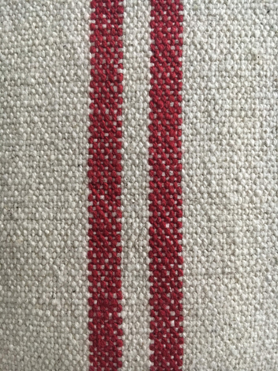 Rustic Red Stripe Grainsack Oblong Cushion