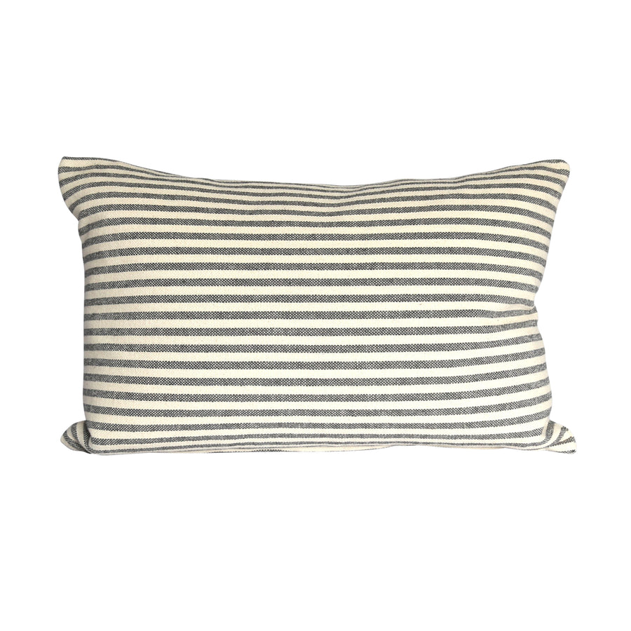 Mariola' Recycled Stripe Grainsack Oblong Cushion Cover - Charcoal