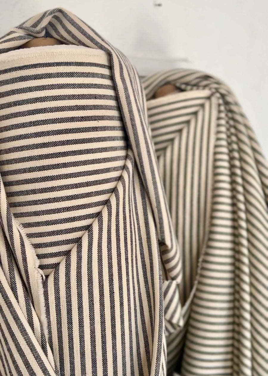 Mariola' Recycled Stripe Grainsack Oblong Cushion Cover - Charcoal