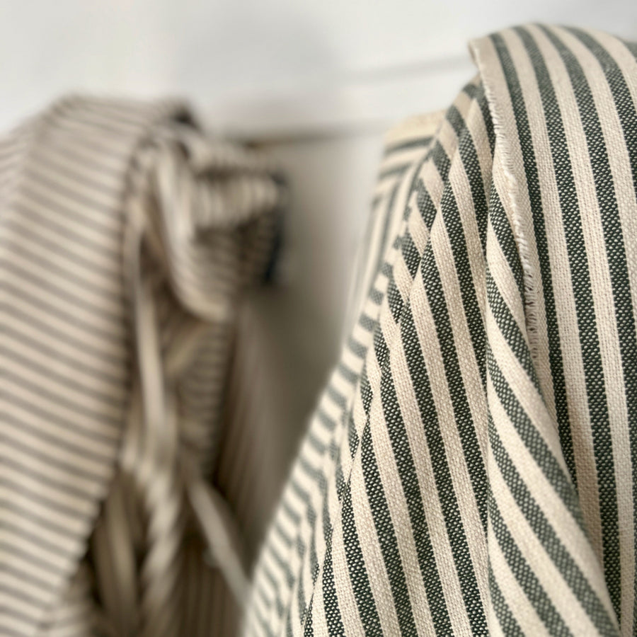 'No Waste' Mariola Recycled Ticking Stripe Cotton - Green