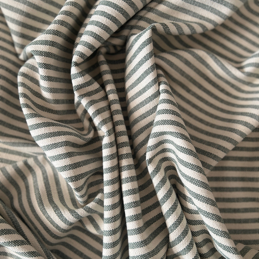 'No Waste' Mariola Recycled Ticking Stripe Cotton - Green