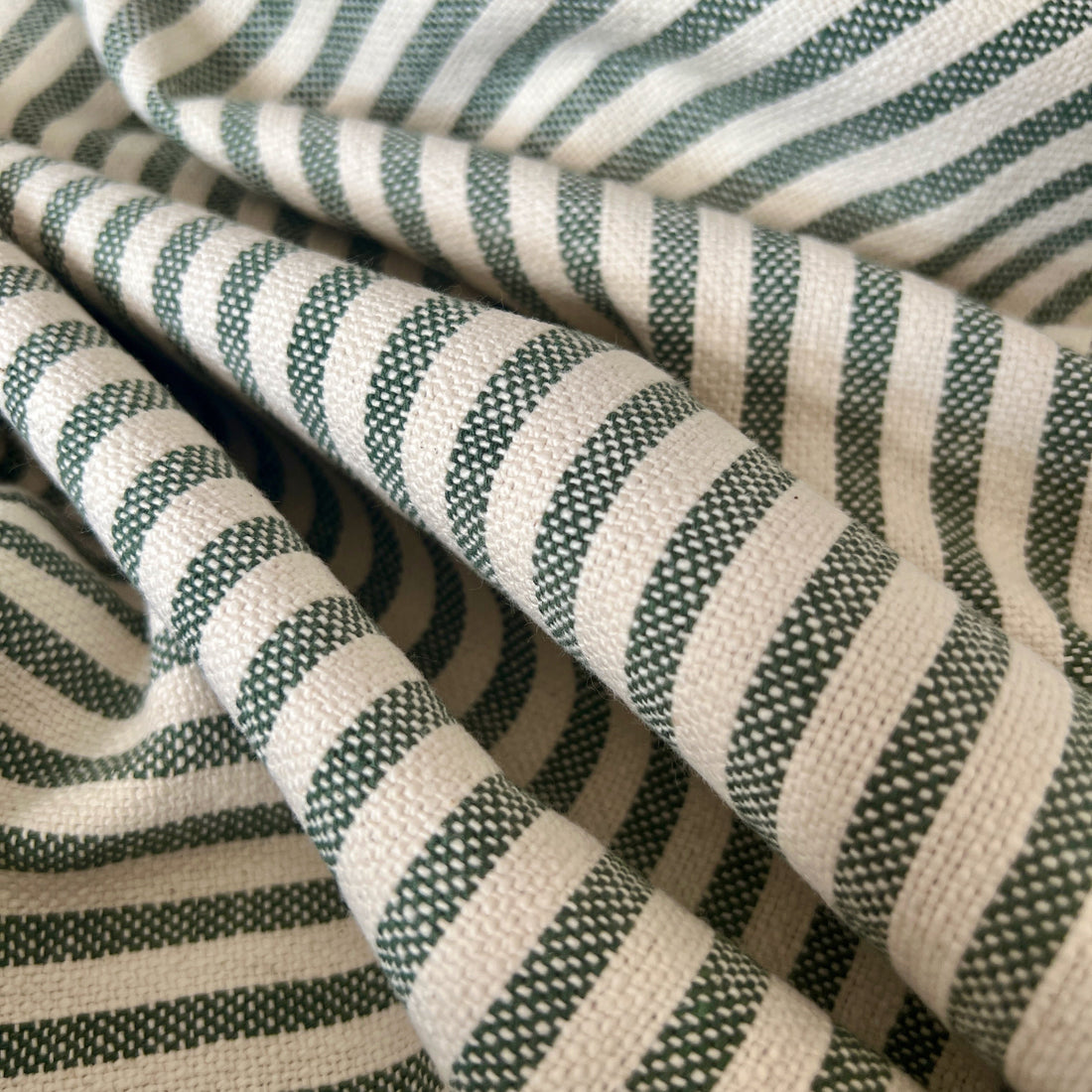 'No Waste' Mariola Recycled Ticking Stripe Cotton - Green