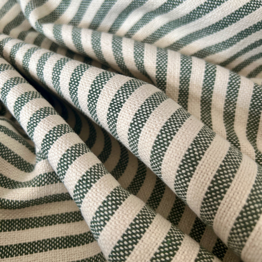 'No Waste' Mariola Recycled Ticking Stripe Cotton - Green