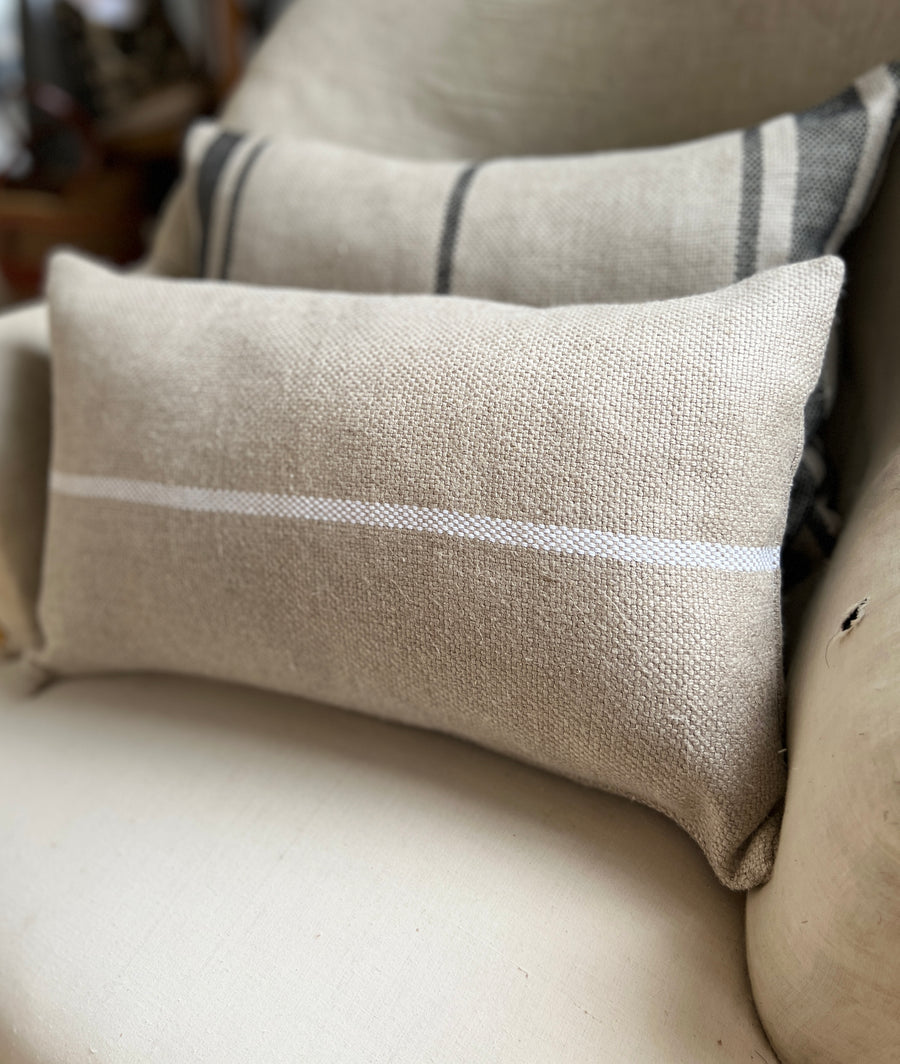 'Montblanc' Rustic White Stripe Linen Cushion