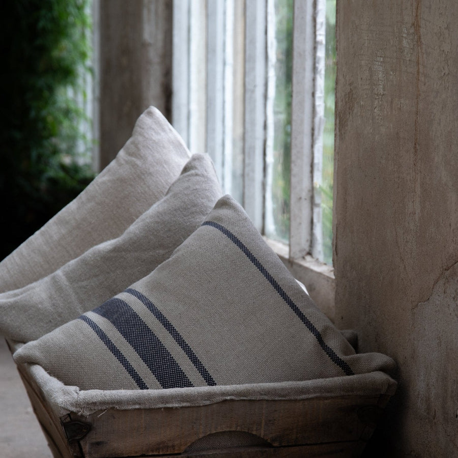 'Montblanc' Rustic Black Stripe Linen Cushion