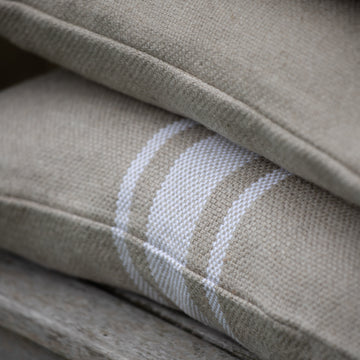 'Montblanc' Rustic White Stripe Linen Cushion Cover