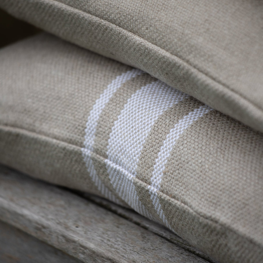 Double Width 'Montblanc' Rustic White Stripe Heavy Linen - Wide Width