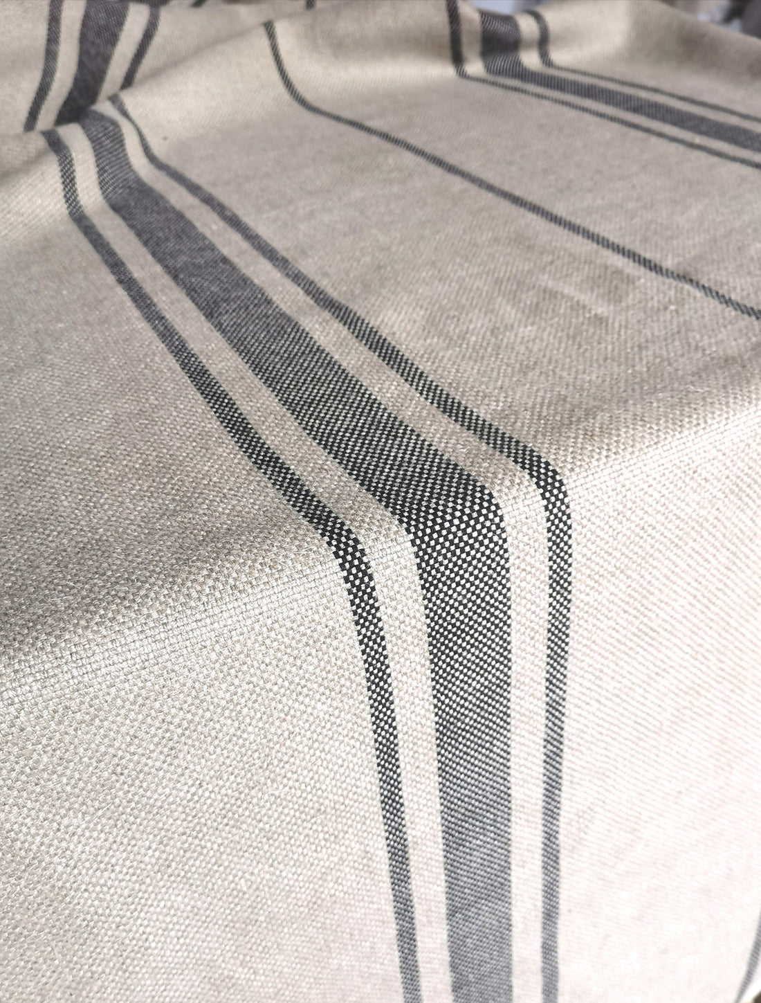 ‘Montblanc' Rustic Black Stripe Linen Cushion Cover