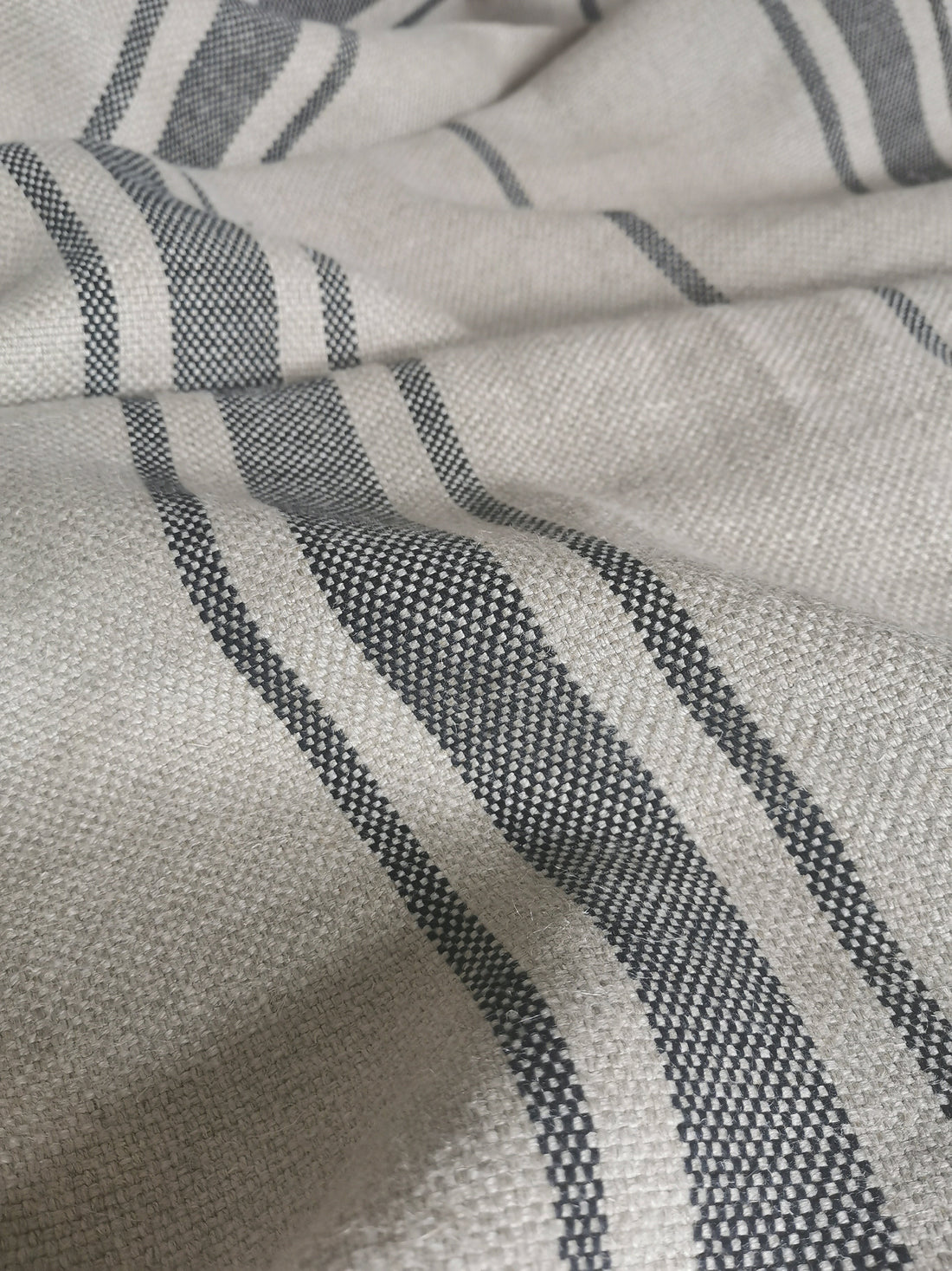 ‘Montblanc' Rustic Black Stripe Linen Cushion Cover