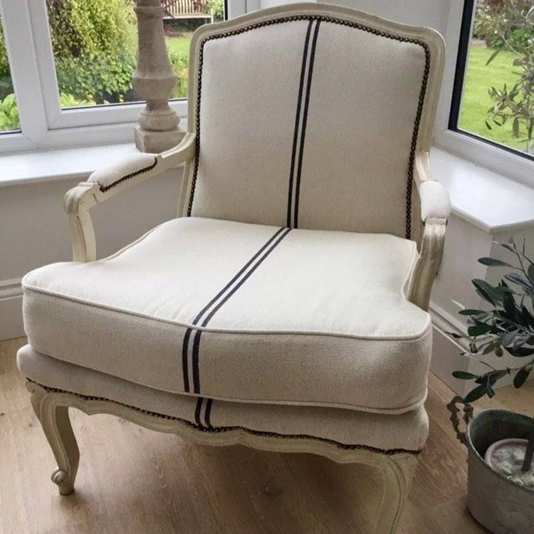 'No Waste' Recycled Grey Stripe Grainsack Fabric