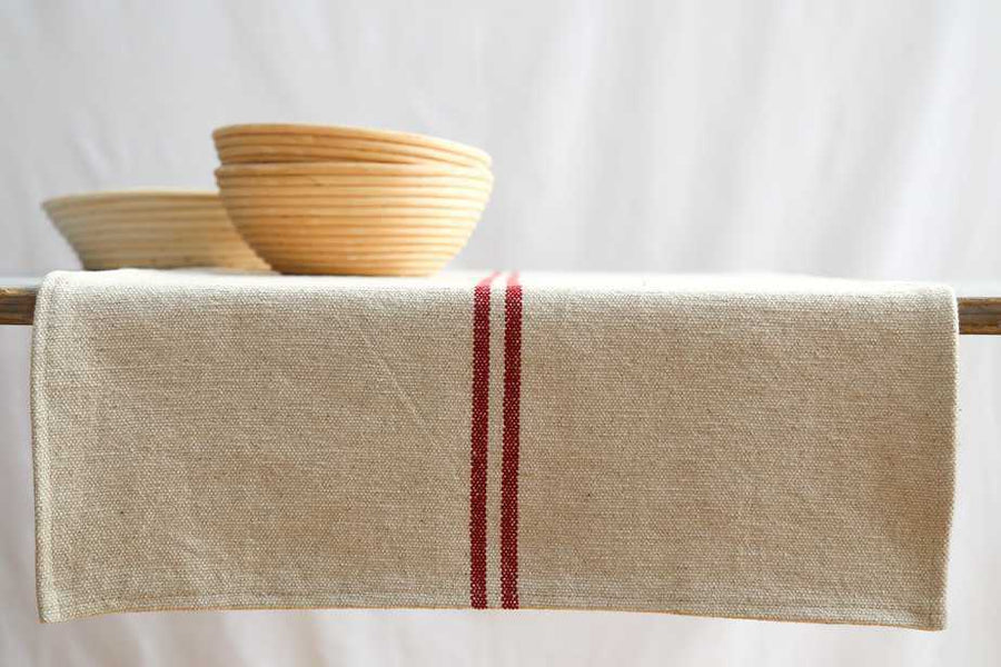 'No Waste' Rustic Red Stripe Grainsack Tablerunner