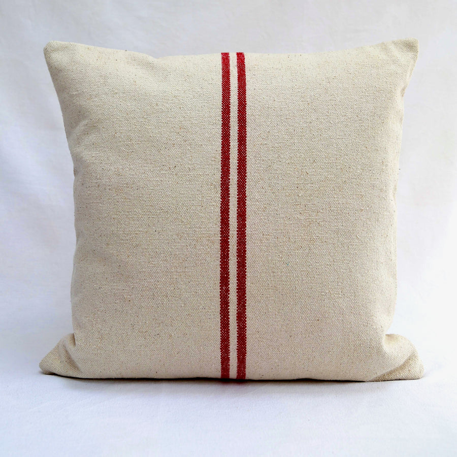 Rustic Red Stripe Grainsack Cushion Cover