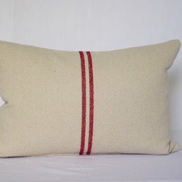 'No Waste' Rustic Red Stripe Grainsack Cushion