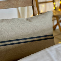 Rustic Blue Stripe Grainsack Oblong Cushion