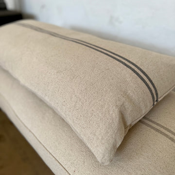 'No Waste' Rustic Grey Stripe Grainsack Bench Cushion