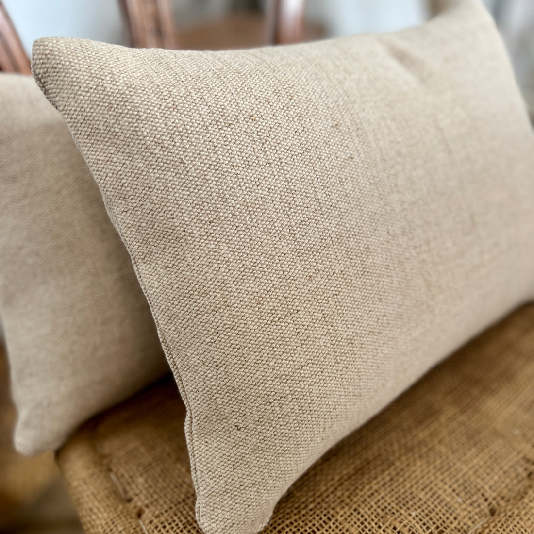 Rustic Woven Jute Grainsack Oblong Cushion